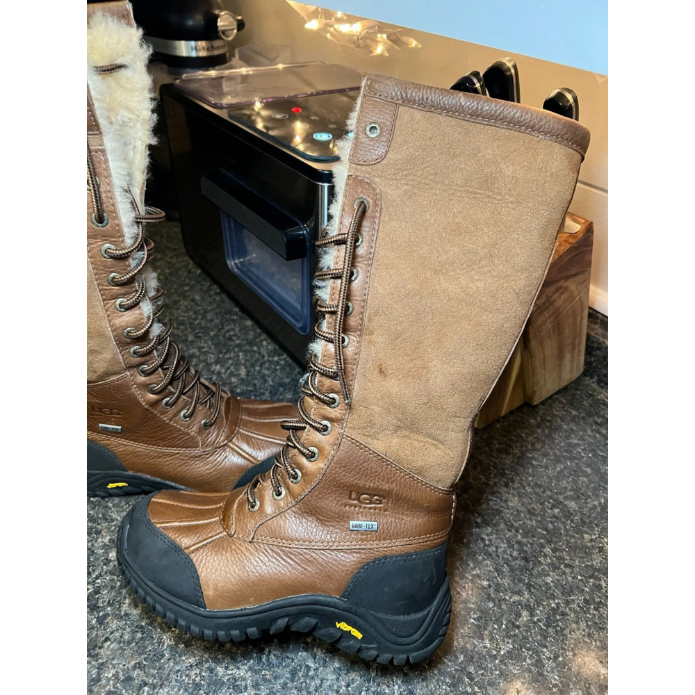 UGG Adirondack Tall Chestnut Leather Suede Boots - Picture 4 of 12